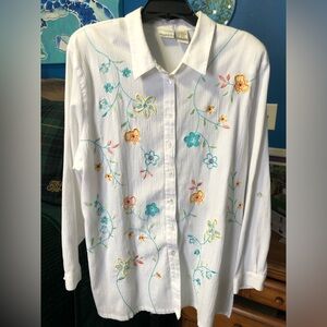 Koret White Floral Blouse Size 20W